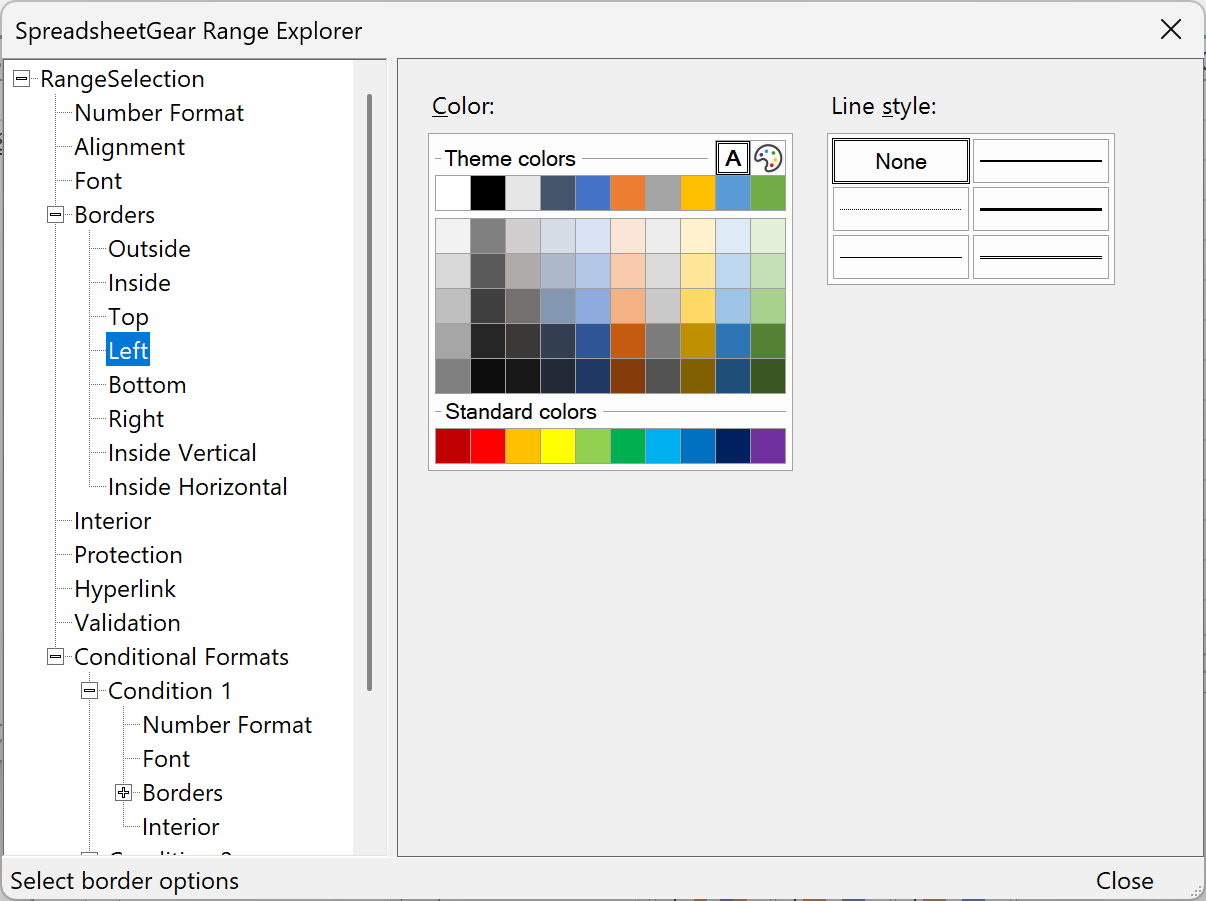 Screenshot of the SpreadsheetGear RangeExplorer.